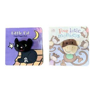 FINGER PUPPET BOARD BOOKS Five Little Monkeys Little Cat Bundle 2 Toddler Books